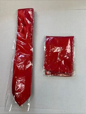 Red Men's Tie and Pocket Square Set